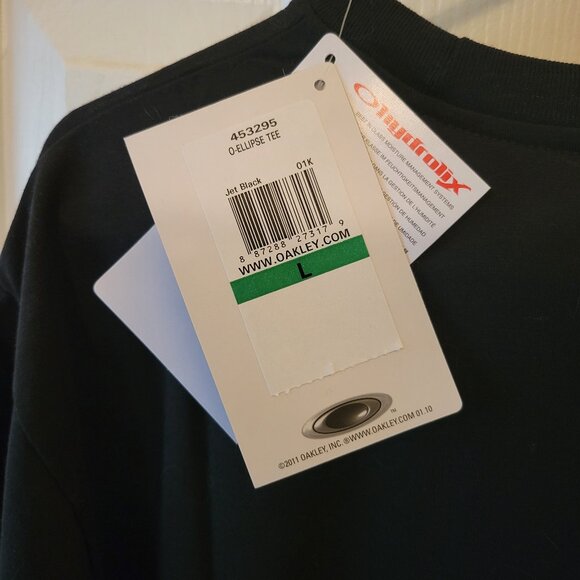 Oakley O-Ellipse Tee T Shirt Large Jet Black Graphic Hydrolix Moisture Wicking - Picture 5 of 5